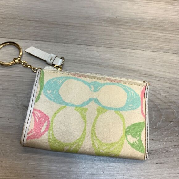 Coach Mini Coin Purse Key Fob Logo Print, Colorful Logo Scribble,  4.5" x 3" - Picture 2 of 7